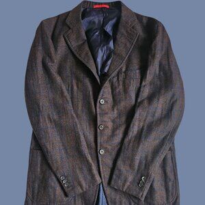 Isaia Dustin Blazer 54 EU / 44 US Cashmere Silk Brown Plaid Sport Coat Jacket